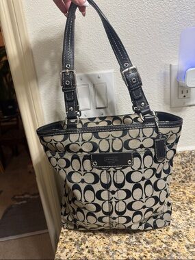 Coach Black Signature Canvas Tote
